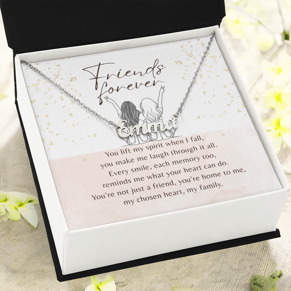 Custom Name Necklace for Best Friend – A Meaningful Gift of Friendship | stainless steel name necklace with sentimental gift box message