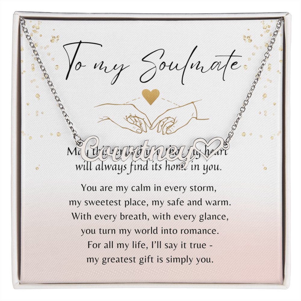 Heart Name Necklace for Her – A Meaningful Romantic Gift of Love | delicate personalized name pendant in silver-tone display box
