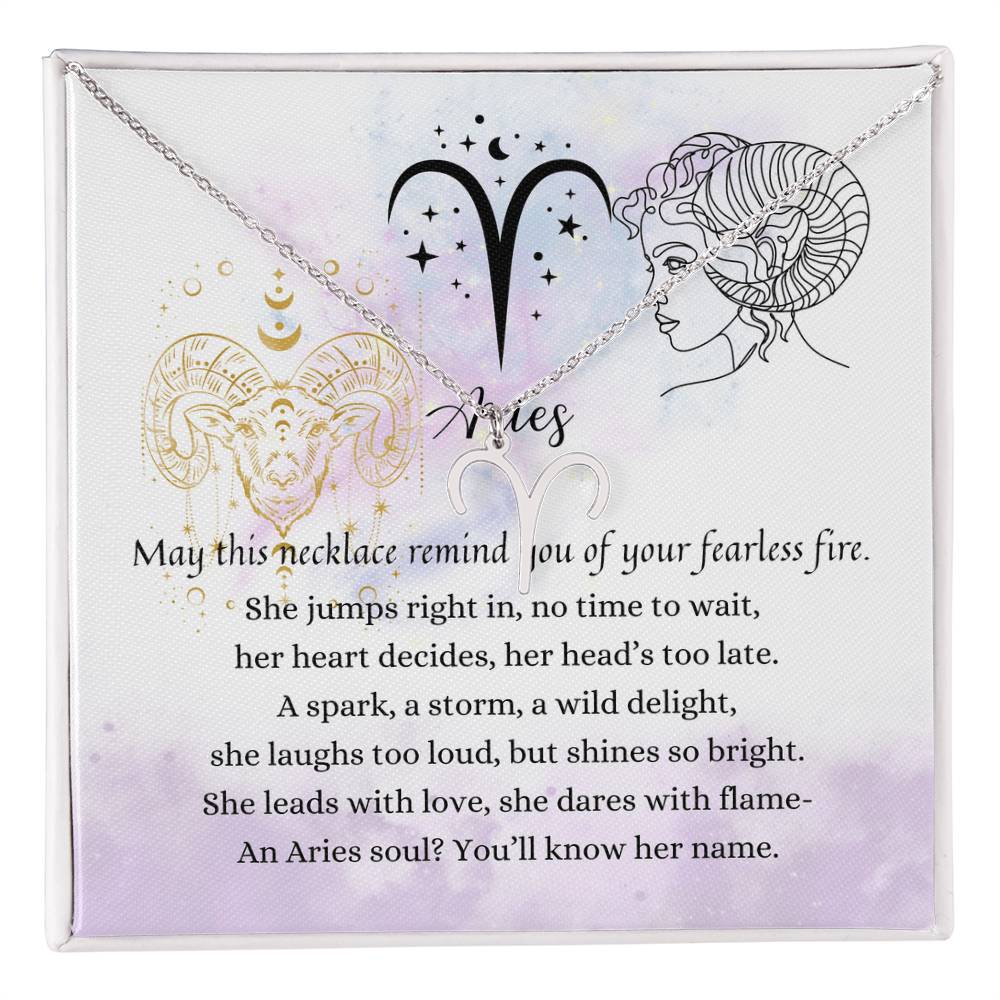 Aries Zodiac Symbol Necklace for Girls – A Meaningful Gift for an Aries Girl | Stainless Steel or 18k Yellow Gold Finish necklace gift