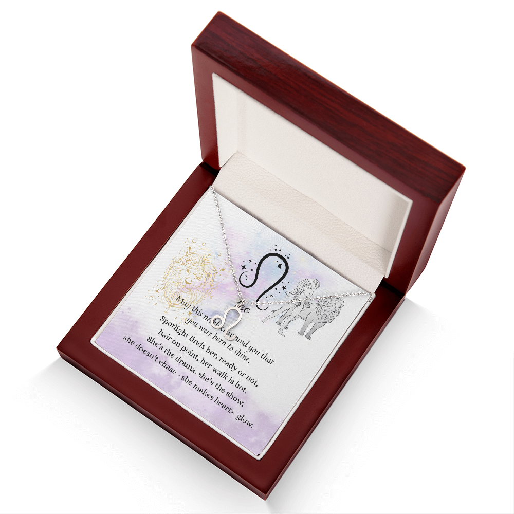 Leo Zodiac Symbol Necklace for Girls – A Meaningful Gift for a Leo Girl | Stainless Steel or 18k Yellow Gold Finish in gift box with zodiac card