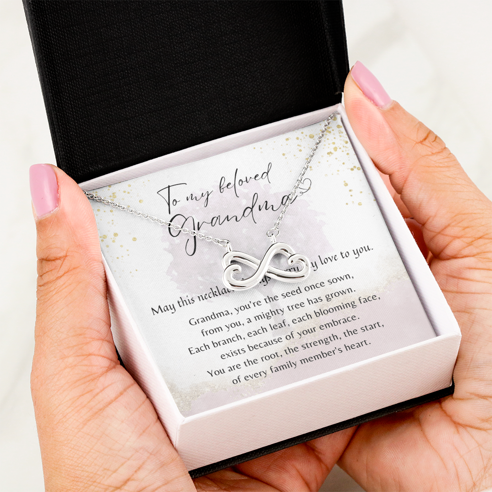 Endless Love Necklace for Grandma – A Meaningful Gift for Grandma | 14K White Gold or 18K Yellow Gold Plated held in gift box with loving note