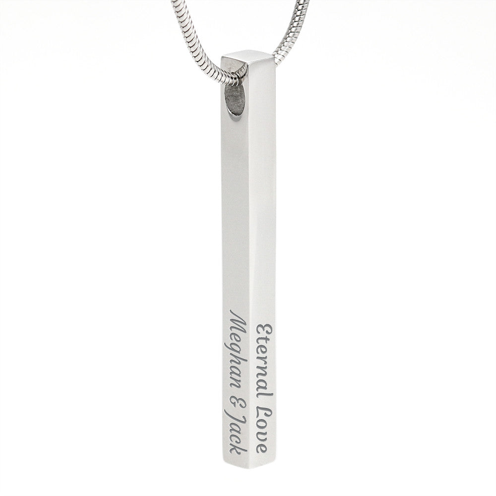 Personalized Engraved 4-Sided Bar Necklace for Her – A Meaningful Romantic Gift of Love | stainless steel pendant with custom sentimental engraving