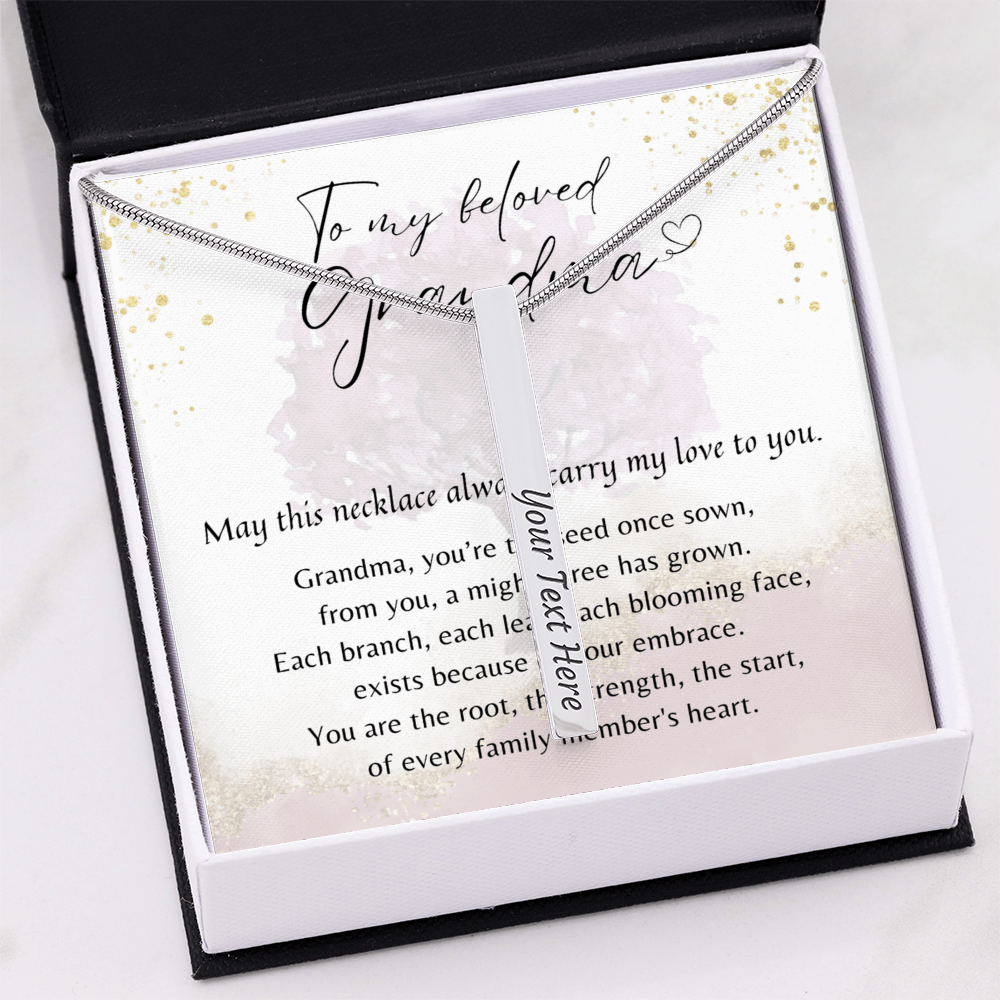 Personalized Engraved 4-Sided Bar Necklace for Grandma – A Meaningful Gift for Grandma | Elegant stainless steel or 18K gold finish jewelry gift