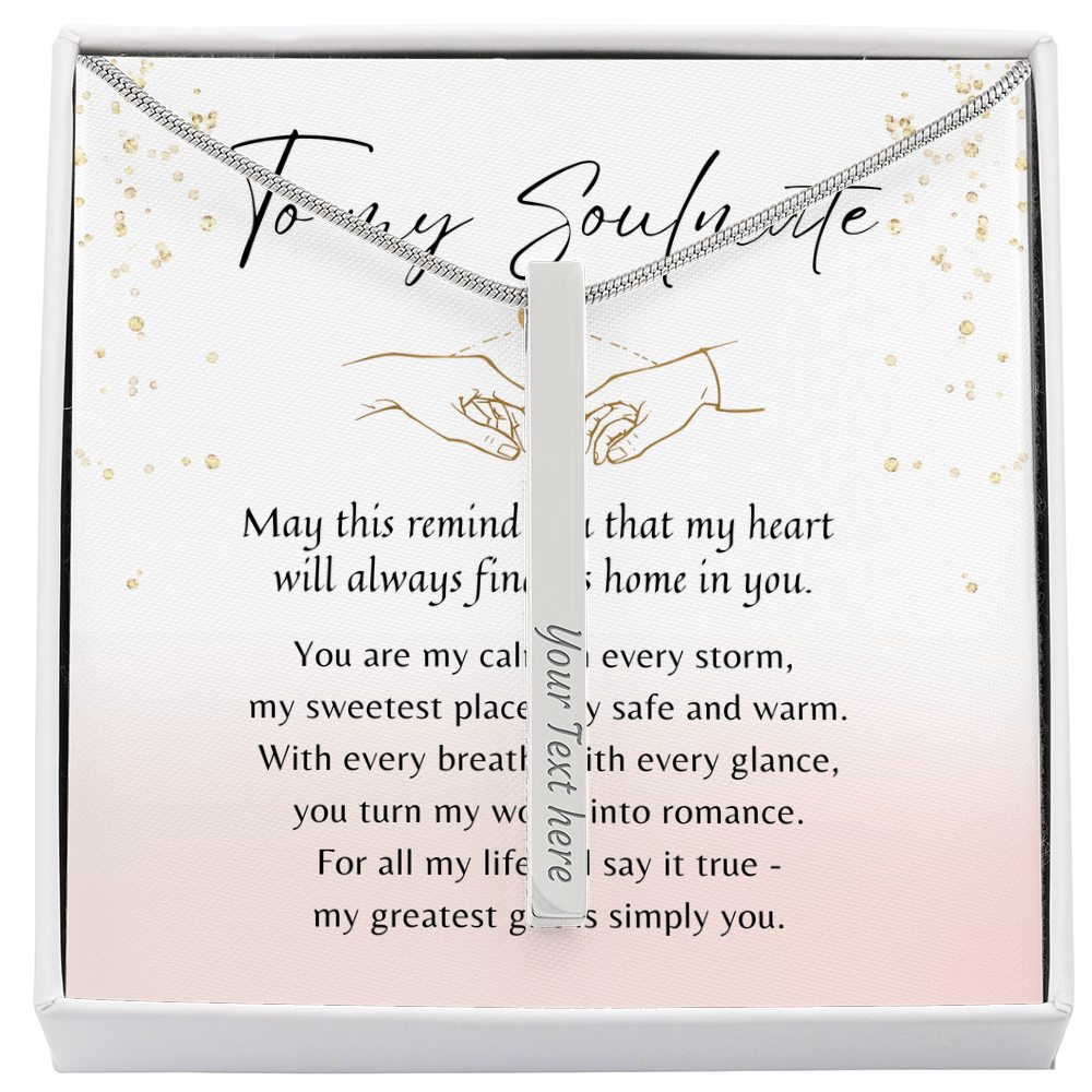 Personalized Engraved 4-Sided Bar Necklace for Her – romantic meaningful jewelry gift in steel or 18k gold finish with custom message