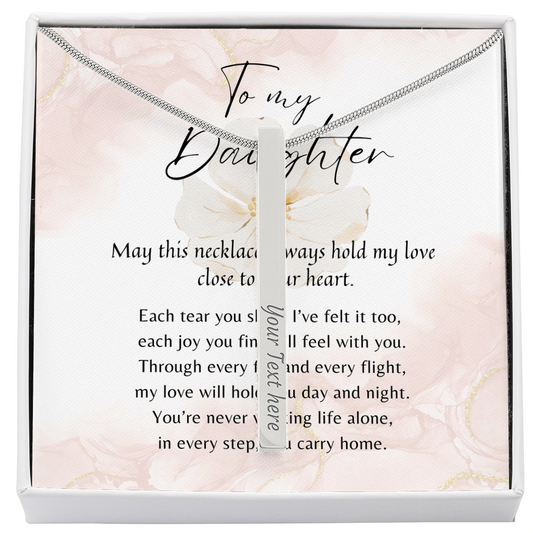 Personalized Engraved 4-Sided Bar Necklace for Daughter – A Meaningful Gift of Love with engraved message in gift box
