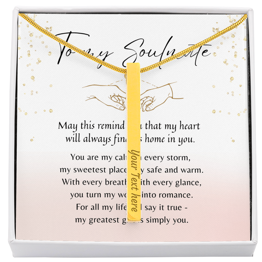 Personalized Engraved 4-Sided Bar Necklace for Her – A meaningful romantic gift of love in stainless steel or 18k yellow gold finish