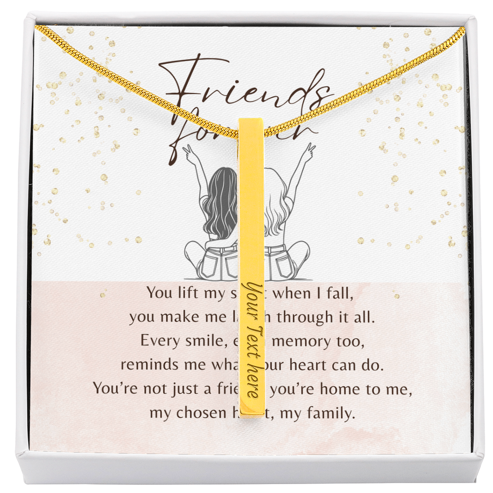 Engraved 4-Sided Bar Necklace for Best Friend – A Meaningful Gift of Friendship Stainless Steel or 18k Gold Finish with customizable text