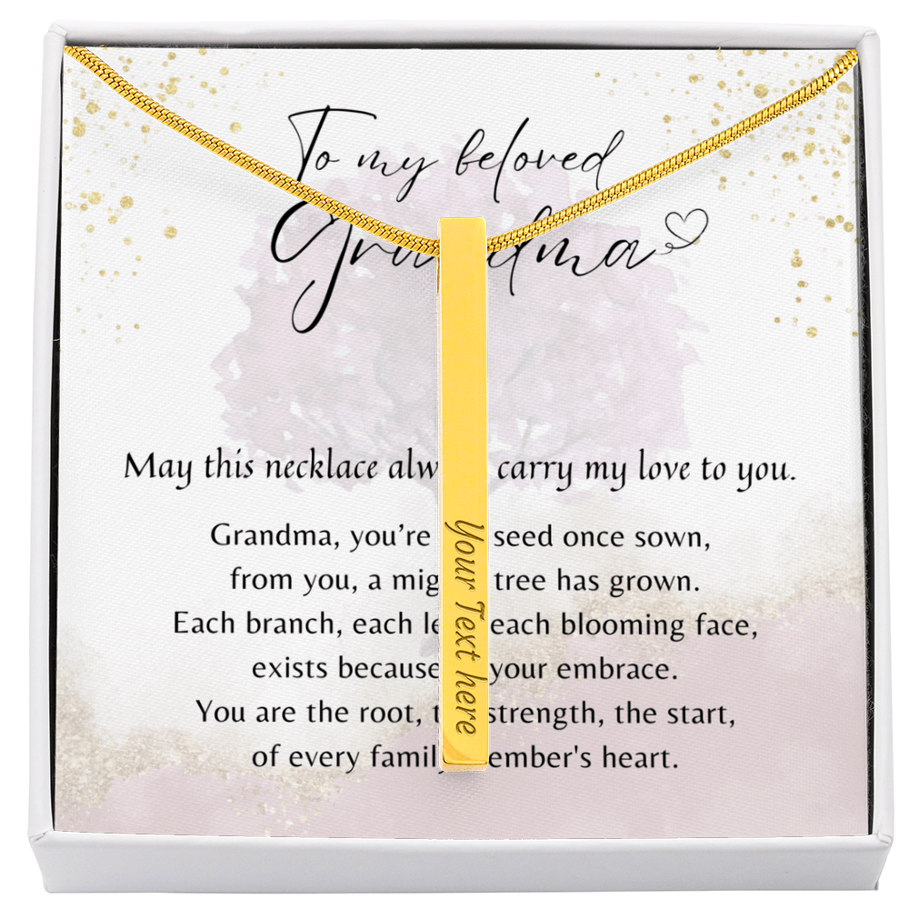 Personalized Engraved 4-Sided Bar Necklace for Grandma – A meaningful jewelry gift in 18K yellow gold finish or stainless steel